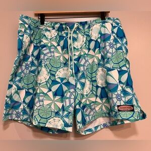 Vineyard Vines Umbrella ☂️ print swim trunks. Sz XL. Blue & green.